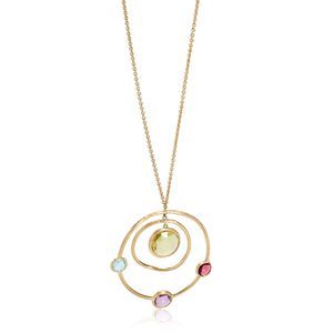 Marco Bicego Jaipur Mixed Gemstone Circle Pendant in 18K Yellow Gold